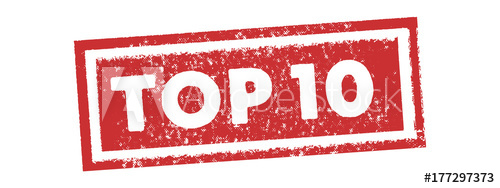 500x188 Red Square Top Ten Rubber Stamp And Icon