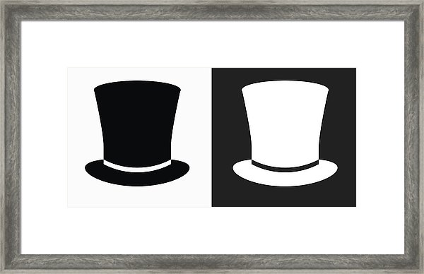 600x388 Top Hat Icon On Black And White Vector Backgrounds Framed Print