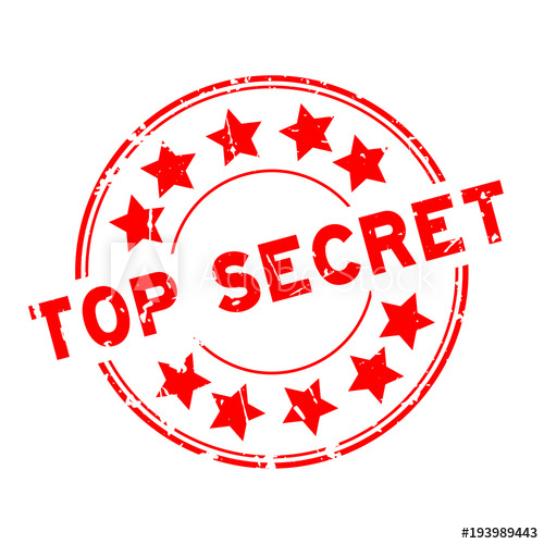 500x500 Grunge Red Top Secret Word With Star Icon Rubber Seal Stamp