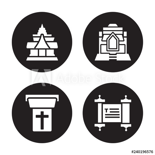 500x500 Vector Icon Set Wat Phrakaew, Tribune, Maha That, Torah