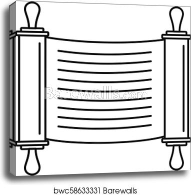 382x390 Torah Scroll Icon, Outline Style, Canvas Print Barewalls Posters