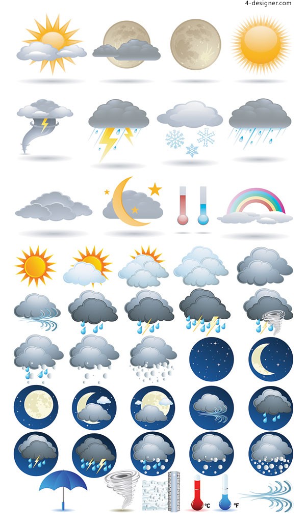 600x1039 Designer Weather Forecast Icon Vector Material
