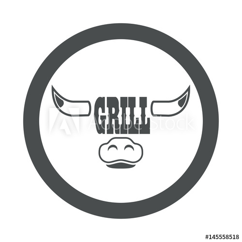 500x500 Icono Plano Grill En Cabeza Toro En Circulo Color Gris