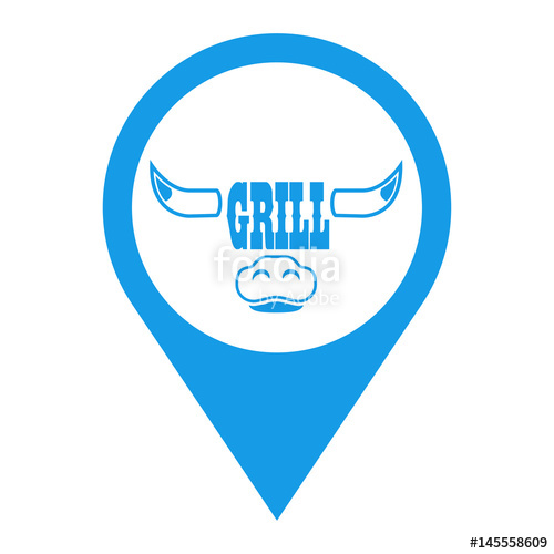 500x500 Icono Plano Localizacion Grill En Cabeza Toro Azul Stock Photo