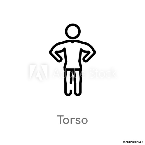 500x500 Outline Torso Vector Icon Isolated Black Simple Line Element