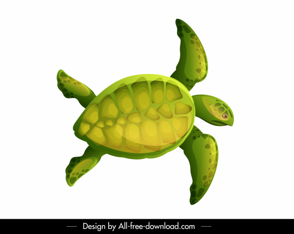 600x478 Tortoise Icon Colorful Flat Sketch Swimming Gesture Free Vector
