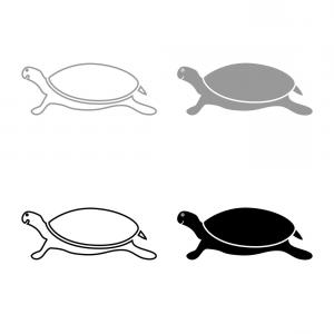 300x300 Turtle Tortoise Icon Black Color Outline Vector Illustration Flat
