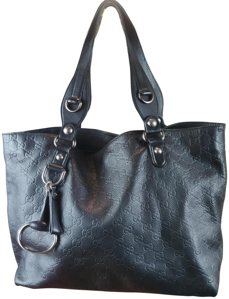 737x960 Gucci Horsebit Tote Bag Icon Bit Black Guccissima Leather Satchel