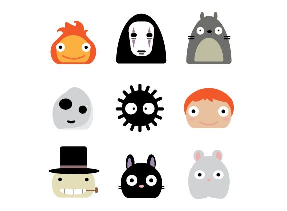 575x423 Icons On Behance Chibli Tattoos Studio Ghibli, Totoro, Ghibli