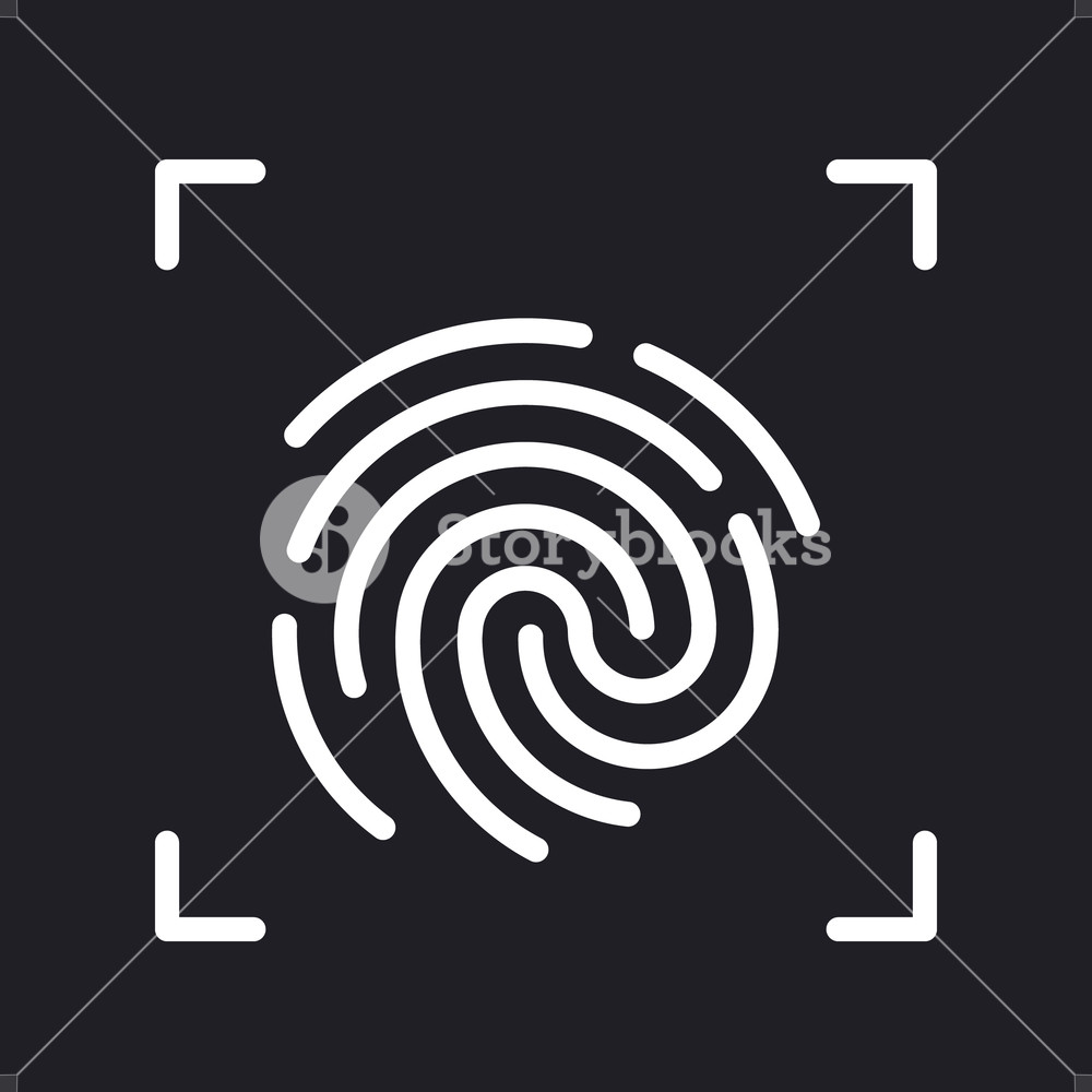 1000x1000 Touch Id Fingerprint Icon Id Template Flat Vector Linear