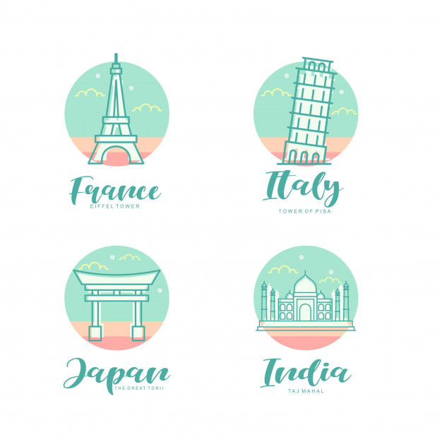 626x626 World Famous Tourist Attraction Icon Set Vector Premium Download