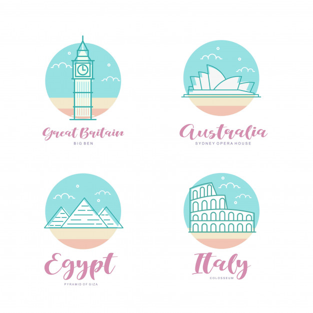 626x626 World Famous Tourist Attraction Icon Set Vector Vector Premium