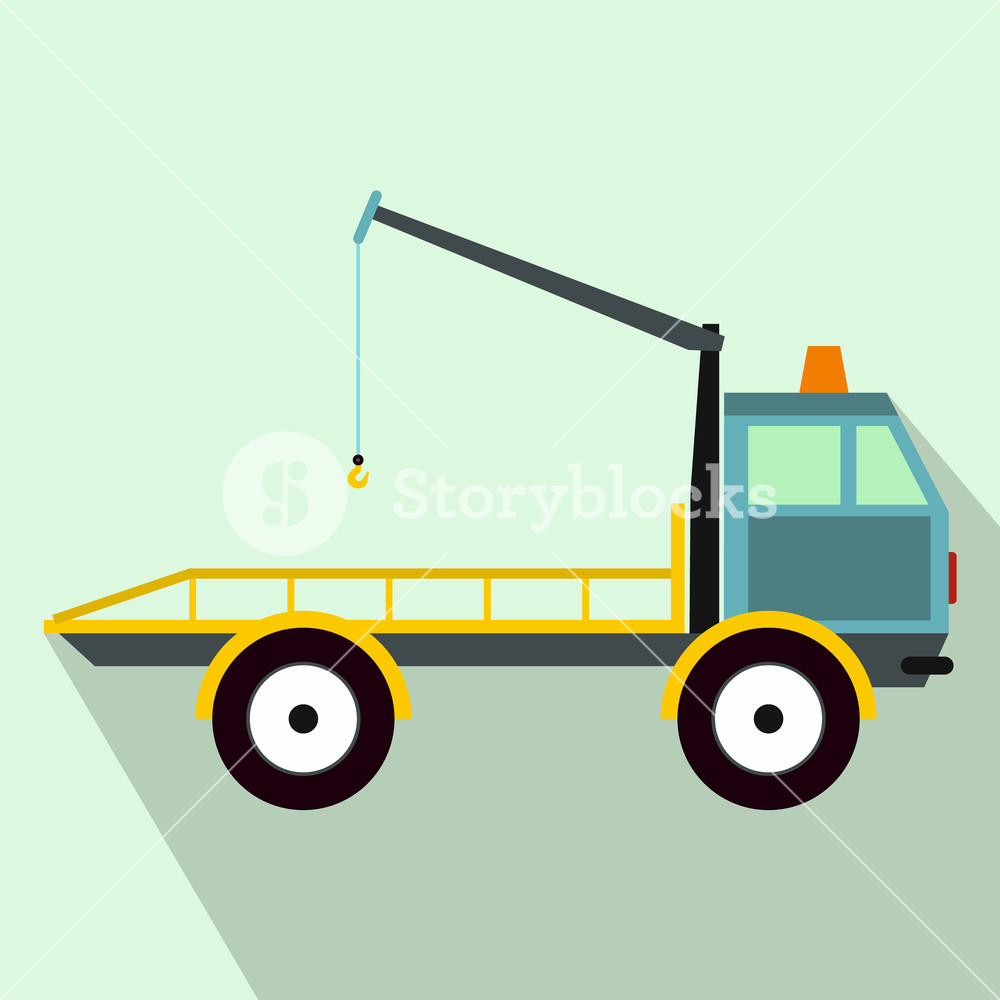 1000x1000 Car Towing Truck Icon In Flat Style On A Light Blue Background