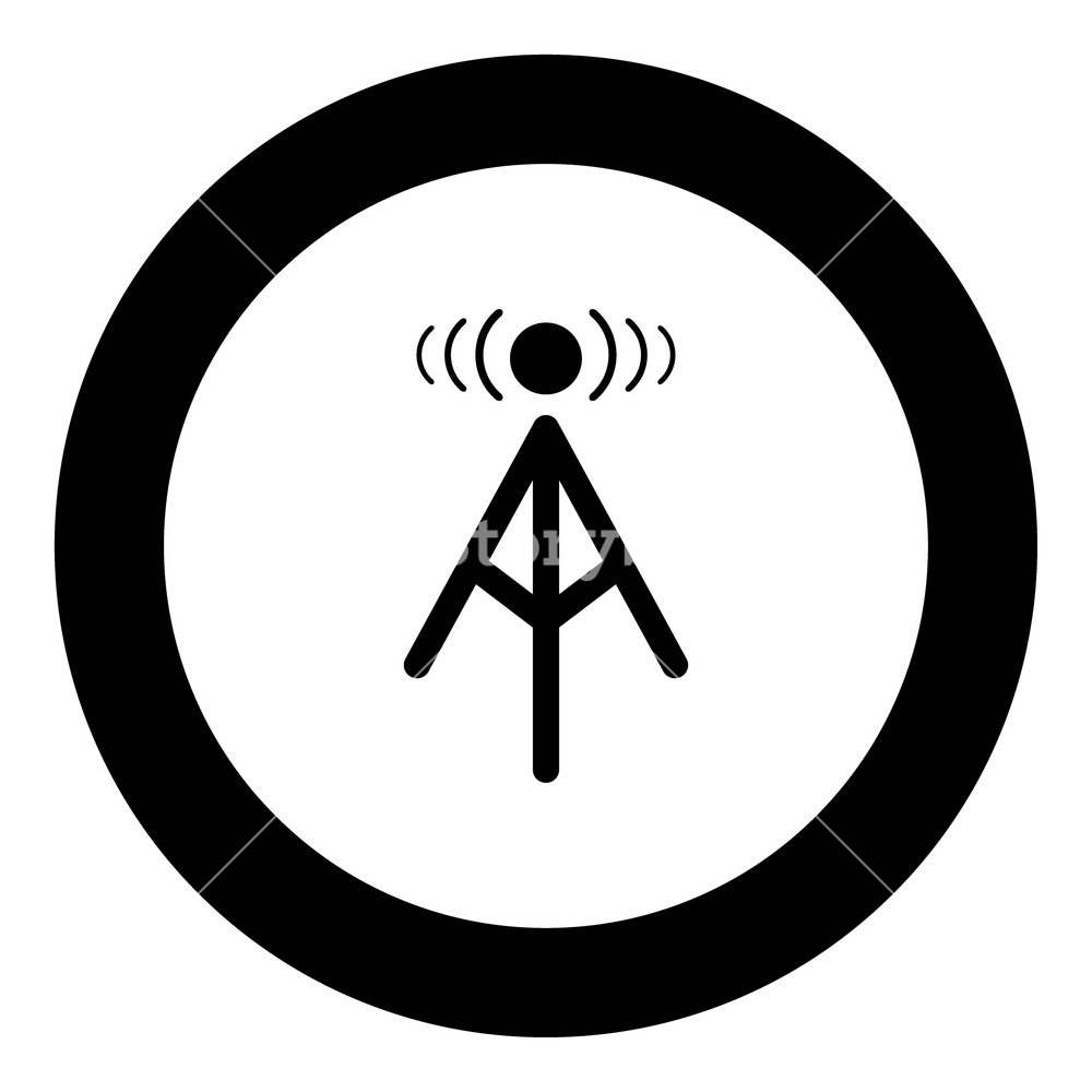 Radio Tower Icon Black Color In Circle Vector Illustration 1000x1000 Radio Tower Icon Black Color In Circle Vector Illustration
