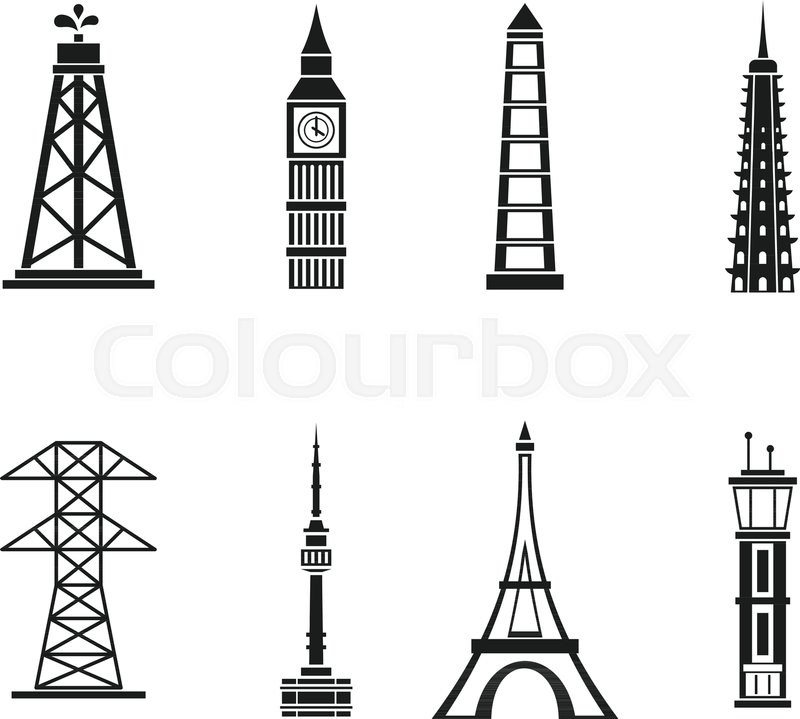 Tower Icon Set Simple Set Of Tower Stock Vector Colourbox 800x719 Tower Icon Set Simple Set Of Tower Stock Vector Colourbox
