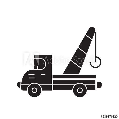 500x500 Towing Truck Black Vector Concept Icon Towing Truck Flat