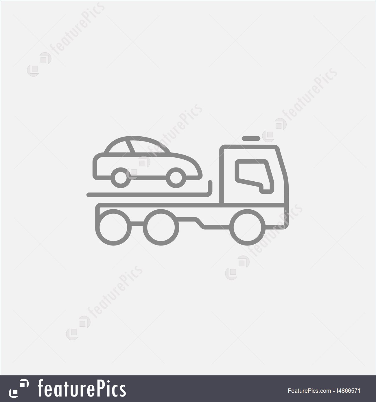1300x1392 Car Towing Truck Line Icon Stock Illustration