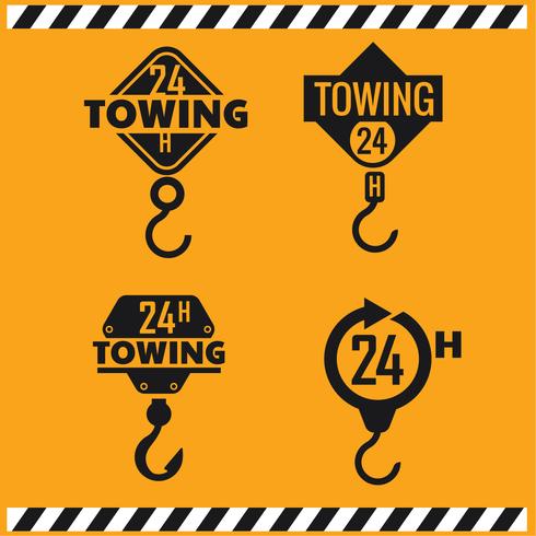 490x490 Car Tow Service, Hours, Truck Isolated Icon Or Logo On Yellow