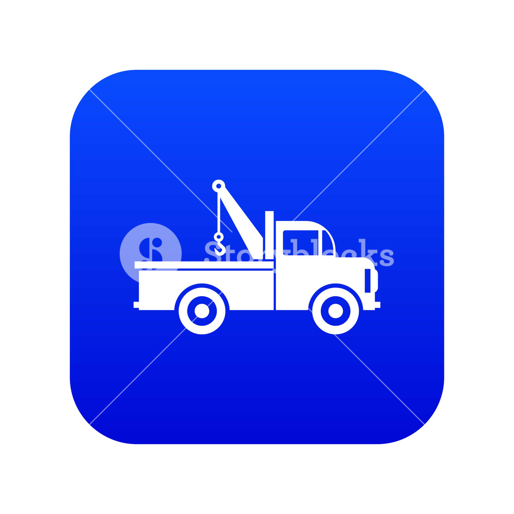1000x1000 Car Towing Truck Icon Digital Blue For Any Design Isolated