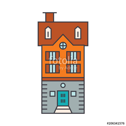 500x500 Townhouse Village Line Icon, Vector Illustration Townhouse