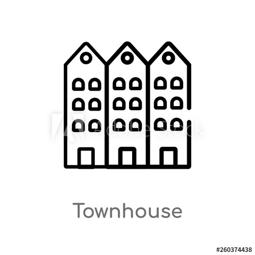 500x500 Outline Townhouse Vector Icon Isolated Black Simple Line Element