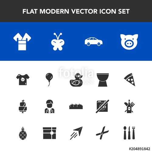 Modern, Simple Vector Icon Set With Toy, Box, Decoration, Fruit 500x500 Modern, Simple Vector Icon Set With Toy, Box, Decoration, Fruit