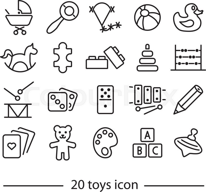 800x745 Collection Of Toys Line Icons Stock Vector Colourbox