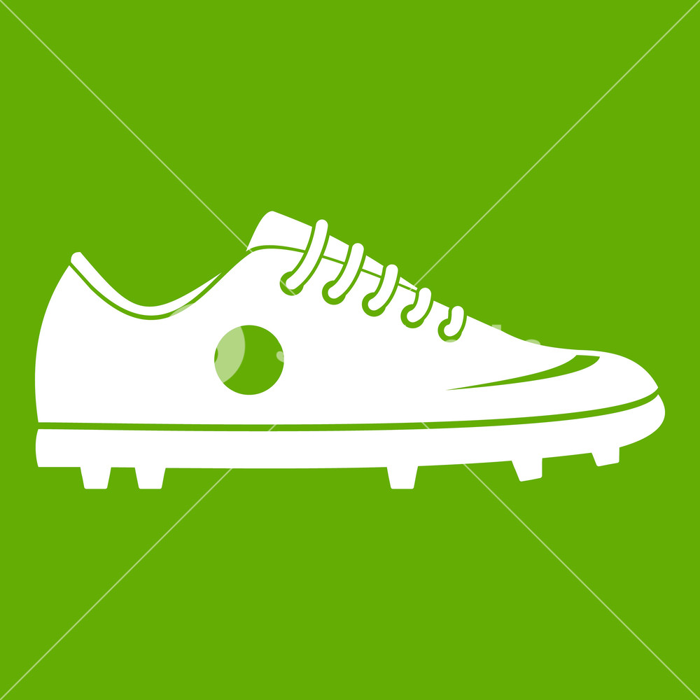 1000x1000 Soccer Shoe Icon White Isolated On Green Background Vector
