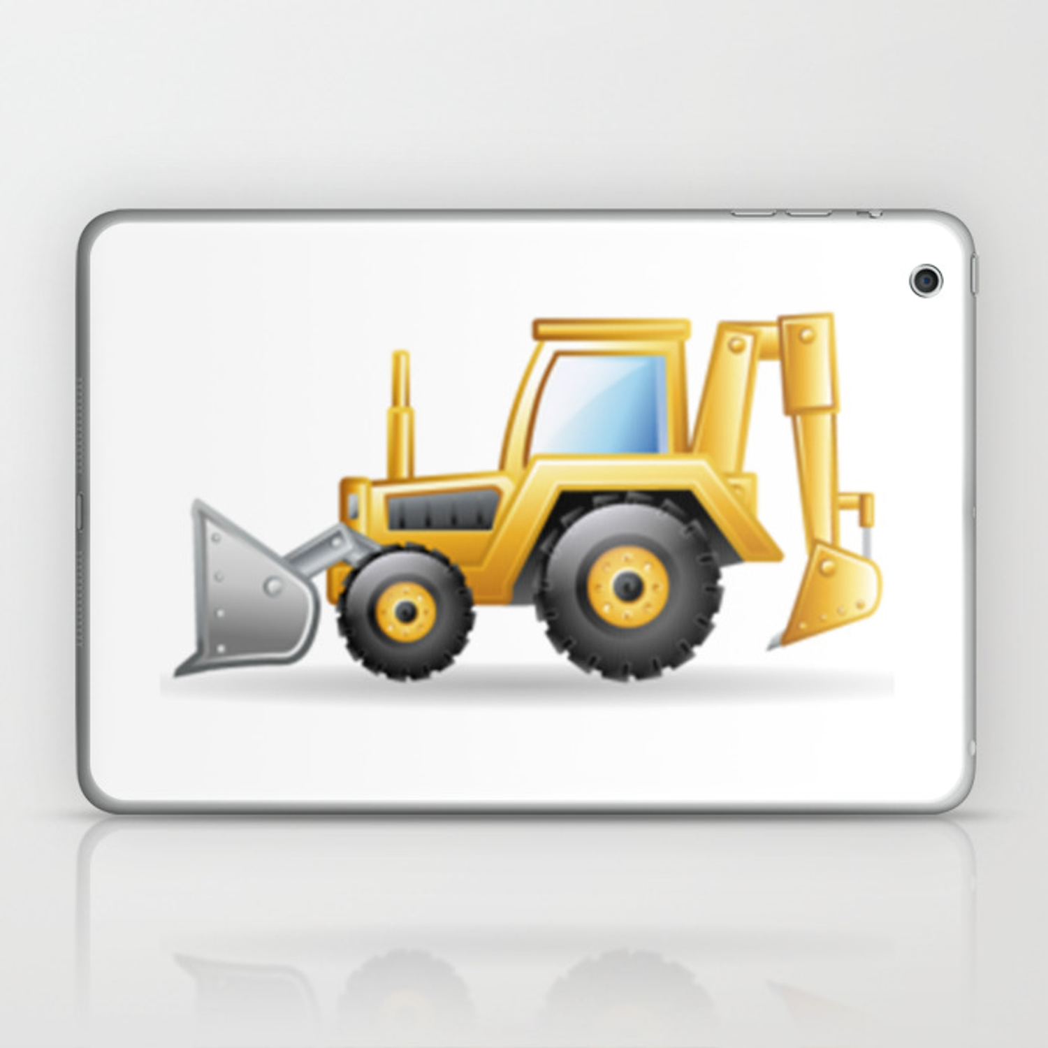 1500x1500 Yellow Excavating Tractor Icon Laptop Ipad Skin