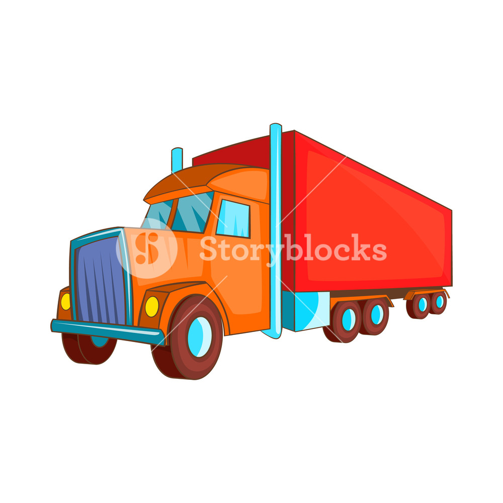 1000x1000 Semi Trailer Truck Icon In Cartoon Style On A White Background