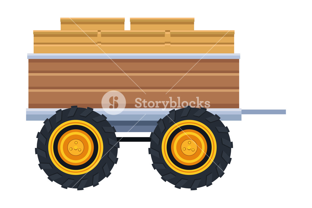 1000x667 Wooden Tractor Trailer With Boxes Icon Cartoon Isolated Vector