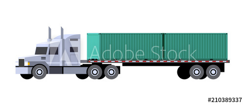 500x215 Minimalistic Icon Tractor Truck With Semi Trailer Containers