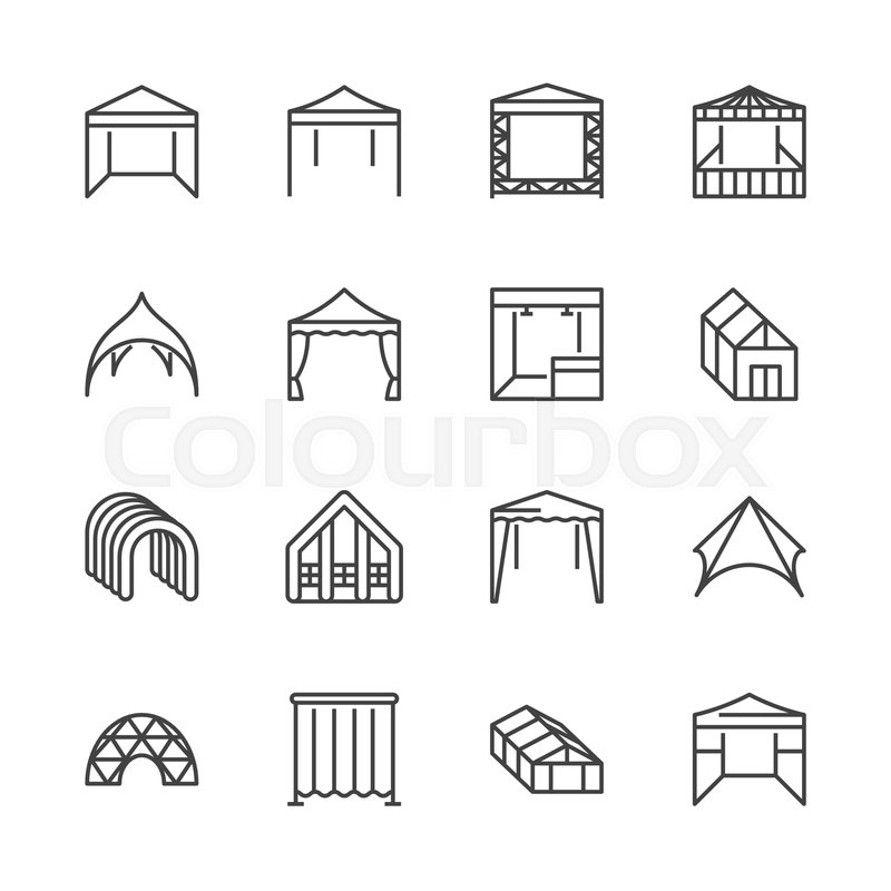 800x800 Tent Flat Line Icons Event Pavilion, Stock Vector Colourbox