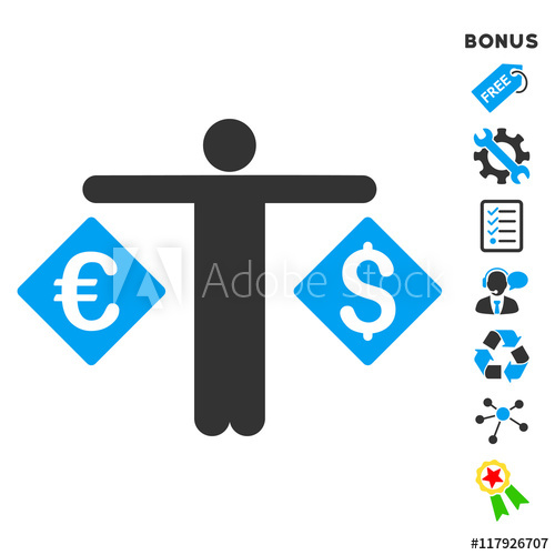 500x500 Currency Trader Icon With Bonus Pictograms Vector Illustration