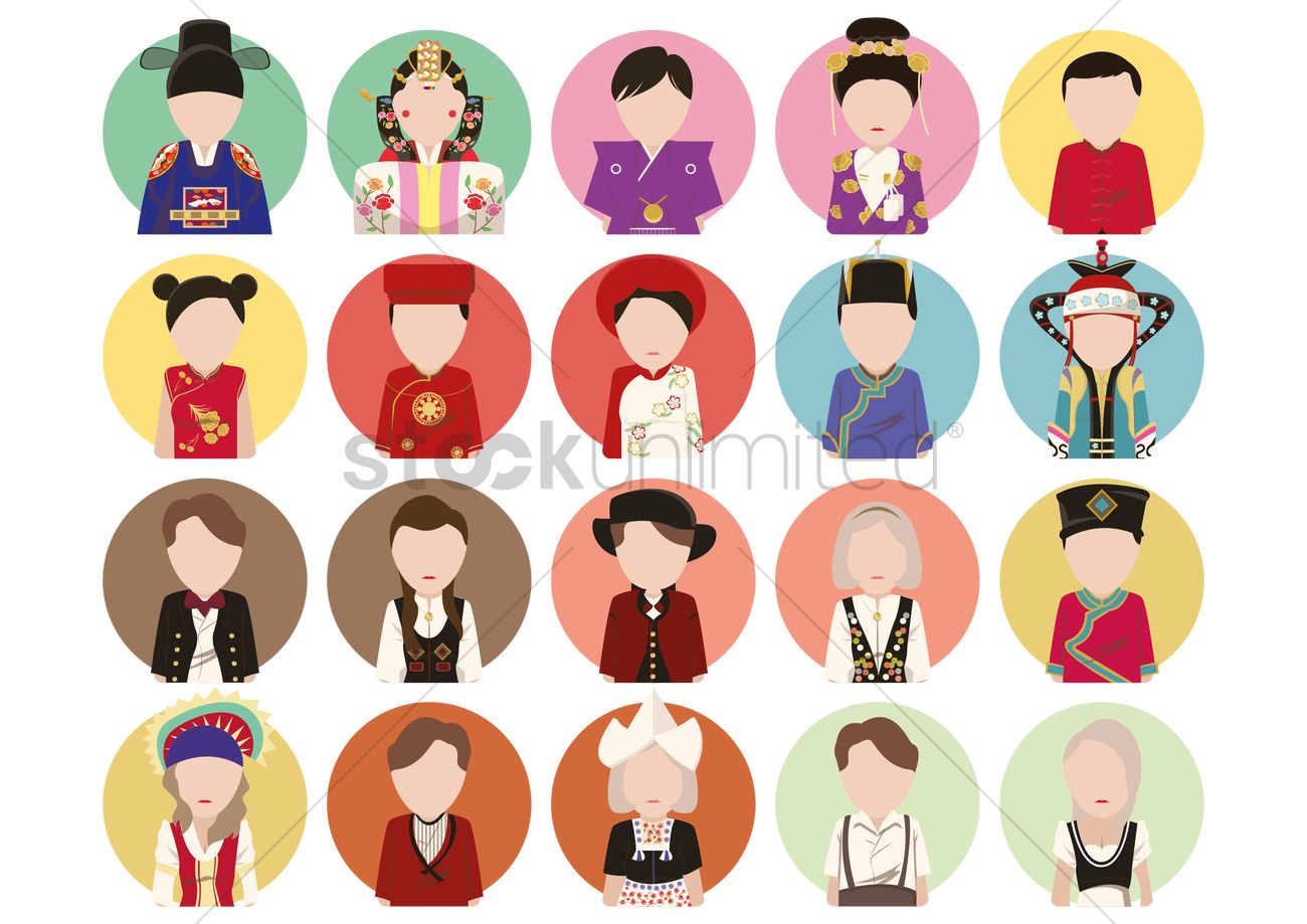 1300x919 Traditional Costume Icons Vector Image