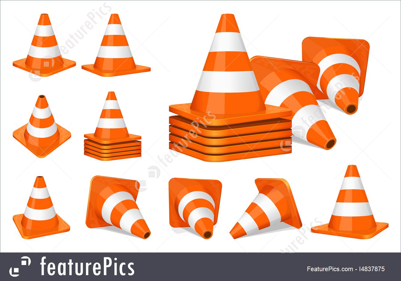 1300x913 Traffic Cones Icon Stock Illustration