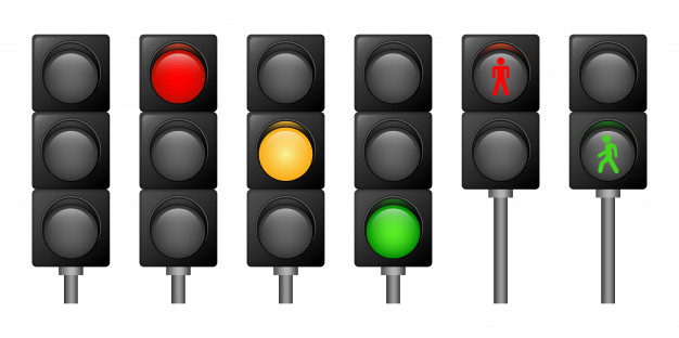 626x312 Traffic Lights Icons Set, Realistic Style Vector Premium Download