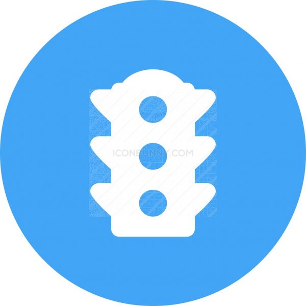 600x600 Traffic Signal Flat Round Icon
