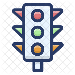 256x256 Traffic Signals Icon Of Colored Outline Style