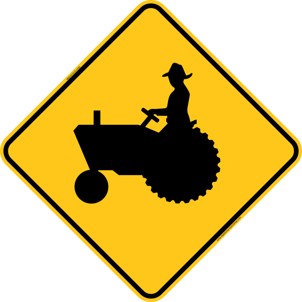 1280x1280 Tractor Crossing Icon Warning Trail Sign Digital Crayon