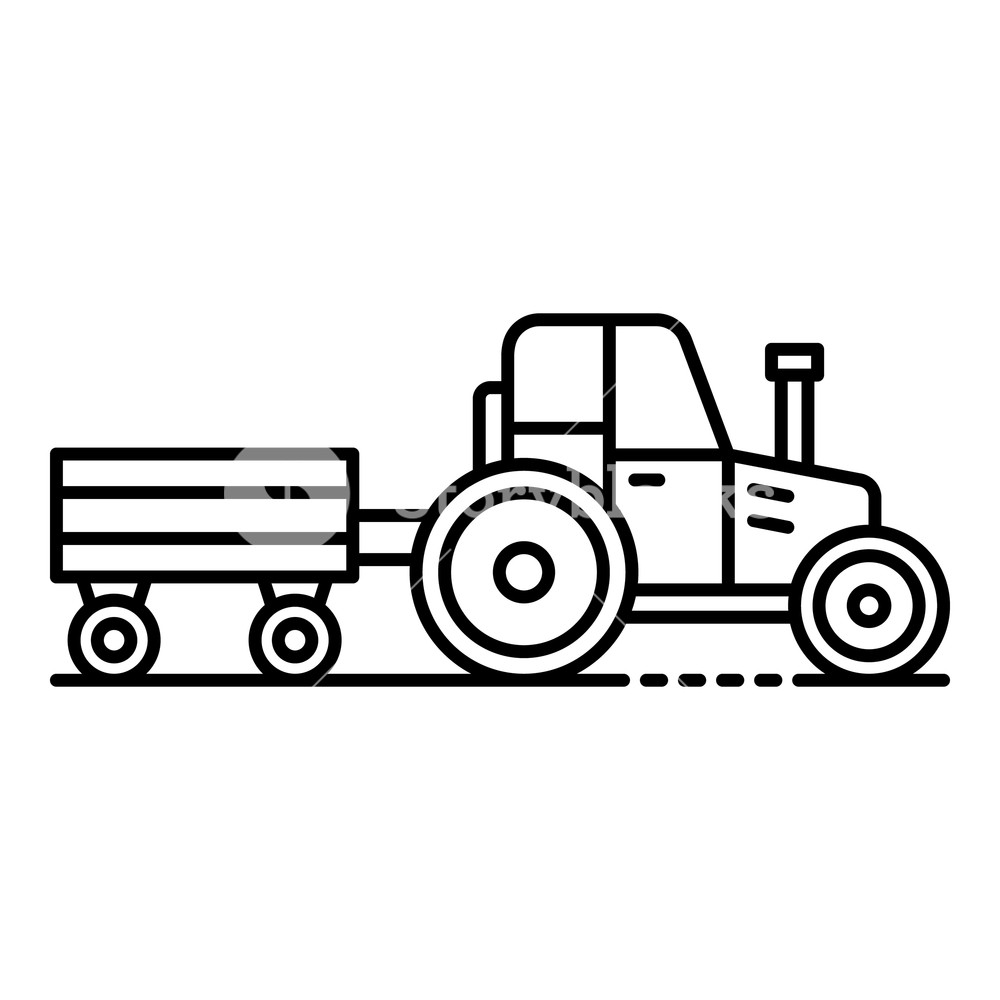 1000x1000 Tractor With Trail Icon Outline Tractor With Trail Vector Icon