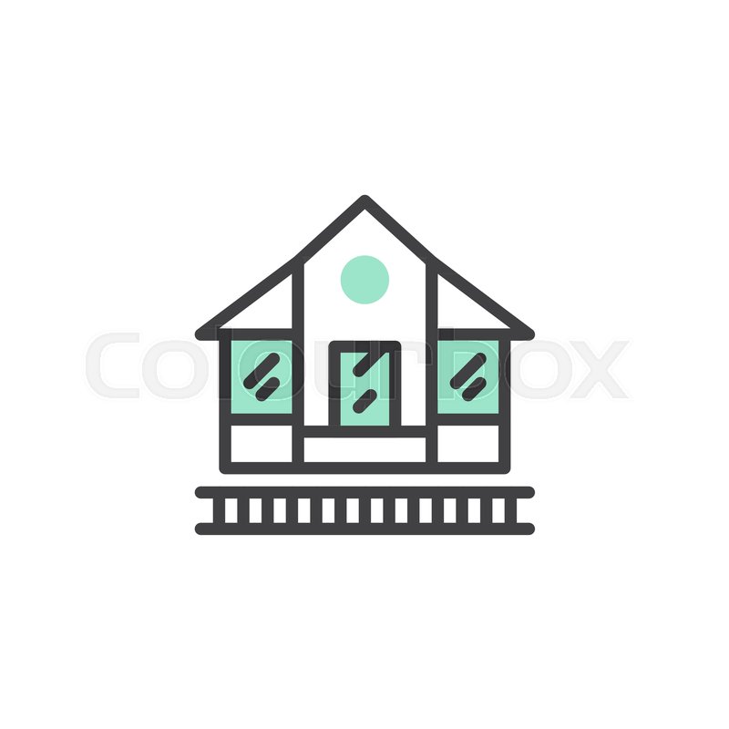 800x800 Train Station Icon Vector, Linear Flat Stock Vector Colourbox