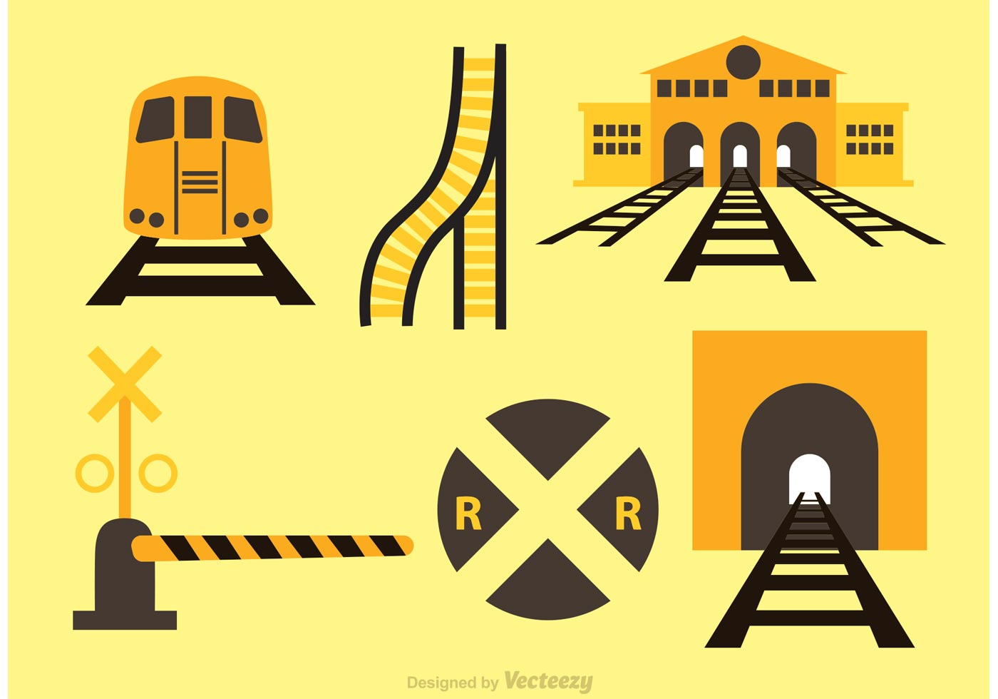1400x980 Vector Train And Station Icons