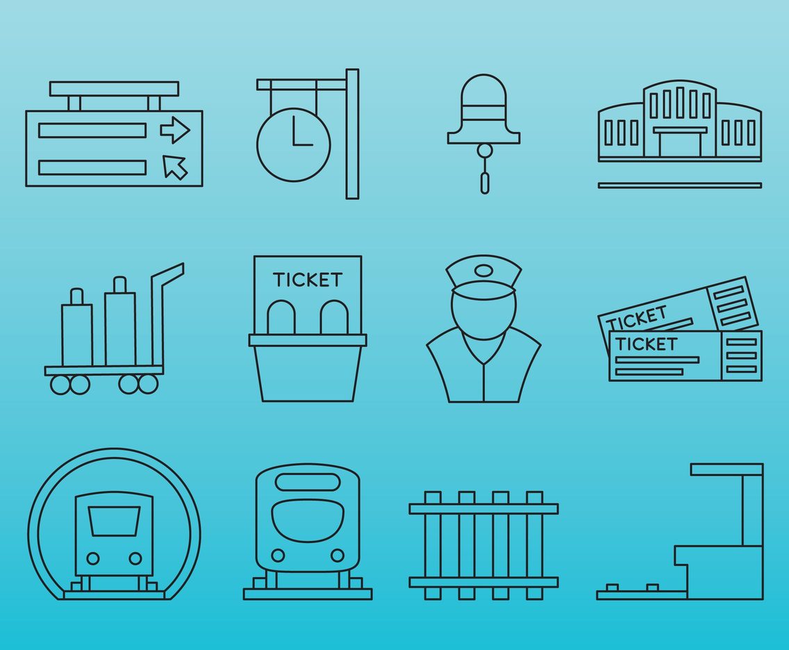 1136x936 Line Train Station Icons Vector Art Graphics
