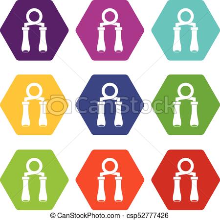 450x449 Hand Grip Trainer Icon Set Color Hexahedron Hand Grip Vector
