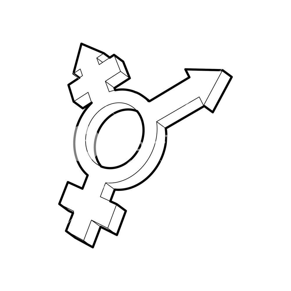1000x1000 Transgender Simbol Icon In Outline Style Isolated On White