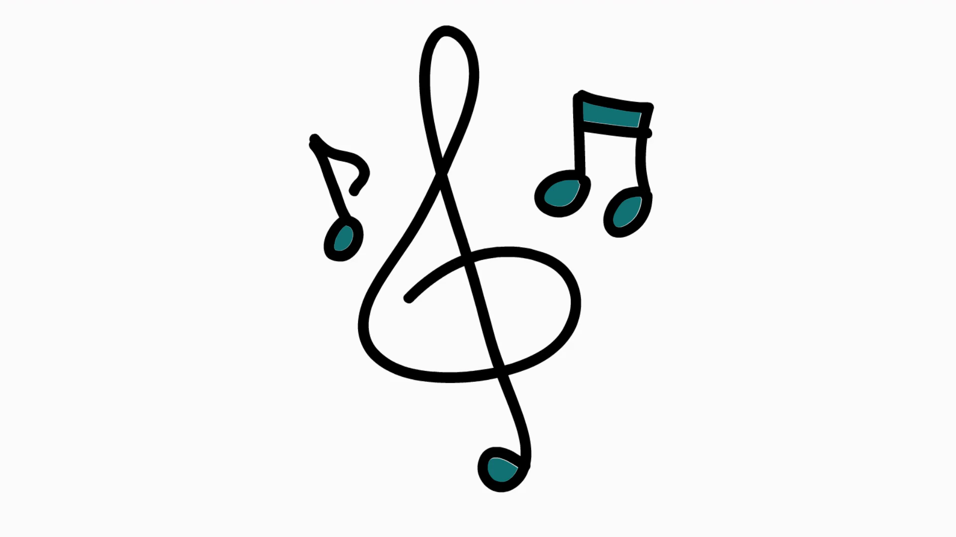 1920x1080 Music Hand Drawn Color Icon Animation With Transparent Background