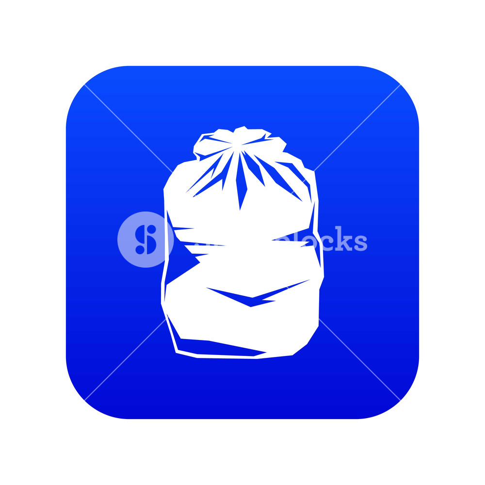 1000x1000 Black Trash Bag Icon Digital Blue For Any Design Isolated On White