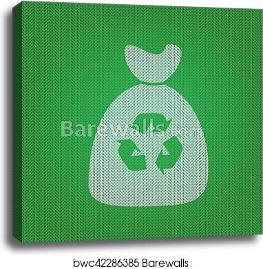 382x390 Trash Bag Icon White Icon On The Green Knitwear Or Woolen Cloth