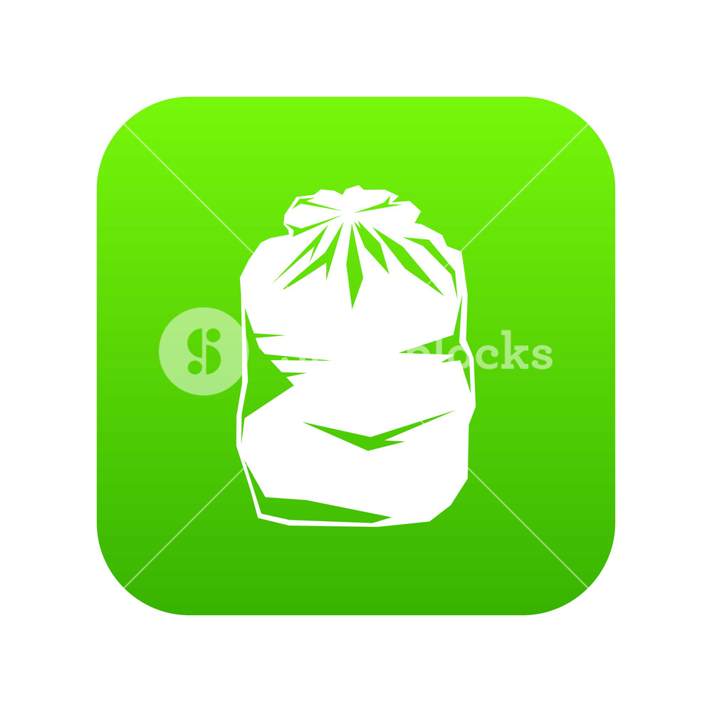 1000x1000 Black Trash Bag Icon Digital Green For Any Design Isolated